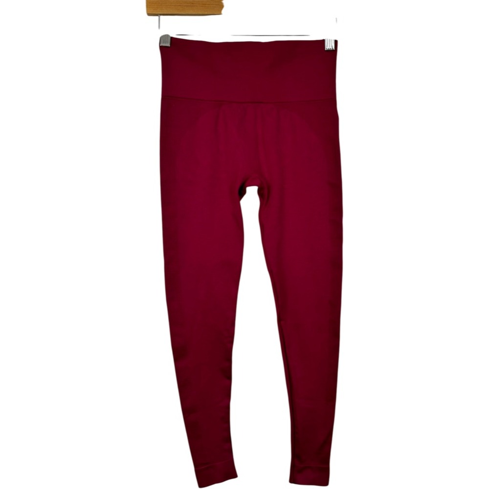 SET Active Sculptflex Compression Leggings M Burgundy Seamless Mid Rise 7/8